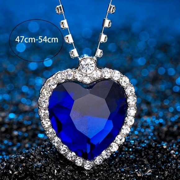 "SAPPHIRE" TITANIC THEMED RHINESTONE NECKLACE ROSE'S NECKLACE SUBMARINE WORTHY - Picture 3 of 3